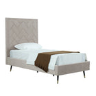 Manhattan Comfort Crosby 81.1" Modern Velvet Upholstered Twin-Size Bed - Greige-Home Assembly Required. All Hardware Included