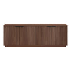 Hudson&Canal Mansfield TV Stand for TV's up to 78" - Satin Walnut-Features four doors with enclosed cabinets and 4 shelves for ample storage