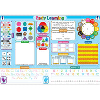 Ashley Productions Placemat Studio Smart Poly Early Learning Education Basics Learning Placemat - 13" x 19" - 10 Pack-Use with dry erase or water based markers and washable crayons