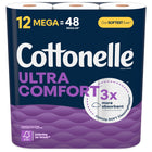 Cottonelle - Papier hygiénique Ultra Comfort Care en mega rouleaux 12=48 - Paquet de 12 -244 feuilles par rouleau
