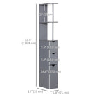 HOMCOM Narrow Bathroom Floor Cabinet with Drawer and Open Shelves - Grey-Ideal for storing towels, toiletries and other bathroom necessities  