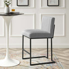 Modway Indulge Channel Tufted Fabric Counter Stool - Light Gray-Soft Fabric Upholstery