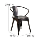 Flash Furniture Metal Indoor/Outdoor Table Set with 2 Arm Chairs, Black/Antique Gold (CH31330270BQ)-27.75"W x 27.75"D x 29"H/Square