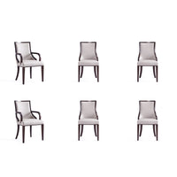 Manhattan Comfort - Lot de 6 chaises de salle à manger traditionnelles Grand 22,5 po en similicuir gris clair-Chaises de salle à manger traditionnelles 6 pièces et fauteuils pour usage salle à manger
