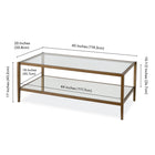 Hudson&Canal Hera 45"W Rectangular Coffee Table with Mirror Shelf - Brass-9