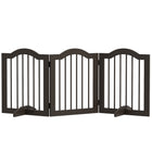 PawHut Freestanding Pet Gate with 2 Support Feet - Coffee-Made of MDF, robust gate 