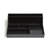 TRU RED 6-Compartment Plastic Desktop Organizer - Black-This multi-compartment organizer helps you store and organize paper clips, pens, stickies, and more