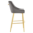 Modway Discern Performance Velvet Bar Stool - Gray-Brushed Gold Stainless Steel Legs