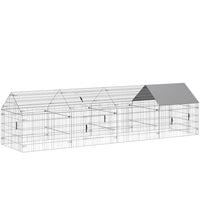PawHut - poulailler en métal cage pour petits animaux - 168,5 po x 42,1 po x 43,7 po - gris-Offre près de 49,5 pi² (4,6 ㎡) d’espace ouvert pour des volailles heureuses et actives 
