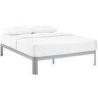 Modway Corinne Queen Bed Frame - Grey-Slatted Poplar Wood Support System