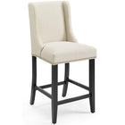 Modway Baron Upholstered Fabric Counter Stool - Beige - Set of 2-Polished Nailhead Trim