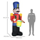 HOMCOM 8' Lit Inflatable Drummer Nutcracker Soldier Christmas Yard Decoration-Durable design made of weather-resistant, polyester cloth material that has an IP44 water-resistant rating 