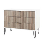 Manhattan Comfort - Dumbo table de chevet moderne, commode et commode haute 5 tiroirs - blanc et gris rustique - ensemble de 3-Assemblage « Snap It » Comprend des rainures internes de haute qualité pour un assemblage simple, aucun outil requis