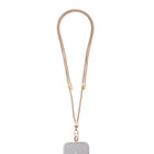 Evry - Sangle téléphone bandoulière en corde - Taupe/Or-Vient avec une plaque