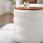 Modway Mezzo Round Boucle Fabric Storage Ottoman - Cloud-Non-Marking Foot Glides