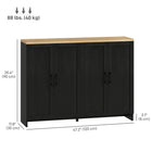 HOMCOM Modern 47.2" L Buffet Cabinet with Storage - Black-Versatile use as sideboard or living room cabinet