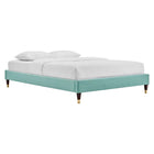 Modway Harlow Performance Velvet Queen Platform Bed Frame - Mint-Stain-Resistant Performance Velvet