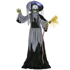 Outsunny 6' Animatronic Witch Halloween Decoration-Life-sized 72" (183 cm), realistic witch design adds a spooky focal point to your decor 