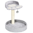 PawHut - Arbre à chat 17 po, tour pour chat avec poteau à griffer en sisal - gris clair-Deux niveaux pour que les chats puissent grimper et explorer librement 