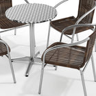 Flash Furniture 23.5" Round Aluminum Indoor-Outdoor Table Set with 4 Dark Brown Rattan Chairs-Smooth Stainless Steel Table Top