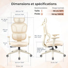 MotionGrey - Chaise de bureau ergonomique Mellow - Dossier en maille haute avec accoudoirs réglables - Beige-Appui-tête réglable avec soutien - Cette chaise de bureau est dotée d’un support cervical ajustable en hauteur et inclinable pour s’adapter parfaitement à chaque utilisateur. Ce soutien supplémentaire favorise une posture adaptée aux longues périodes en position assise, idéale pour le travail comme pour la détente