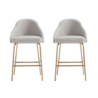 Manhattan Comfort Gracie 22" Modern Leatherette Upholstered Counter Stool - Stone and Gold - 2 Pack-Modern Counter Stool with Backseat Perfect for Bar and Kitchen Use. Set of 2