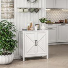 HOMCOM 31.5" L Farmhouse Kitchen Storage Cabinet - White-Easy to clean with smooth melamine-facing
