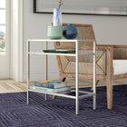 Hudson&Canal - Table d'appoint rectangulaire Sivil 61 cm (24 po) - Nickel satiné-Une finition en bronze noirci fabriquée à la main est appliquée sur le cadre en acier