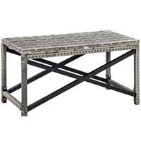 Outsunny - Table d’appoint en osier pour patio avec panneau en plastique sous le plateau entièrement tressé, gris mélangé-Le design classique est un excellent ajout à votre terrasse, jardin et piscine  