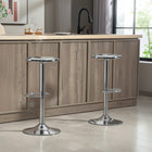 HOMCOM - Tabourets de bar réglables en acier - argenté - paquet de 2-Hauteur d’assise réglable de 23,6 po à 31,5 po (60 à 80 cm) pour plus de polyvalence 

