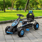 Aosom Kids Pedal Go Kart with Adjustable Seat and Shock Absorption - Blue-Steel frame and PP material 