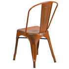 Flash Furniture Distressed Metal Indoor-Outdoor Stackable Chair - Orange-Curved Back with Vertical Slat