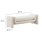 Modway Waverly Boucle Fabric Bench - Ivory-Boucle Fabric Upholstery