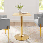 Modway Verne 24" Square Dining Table - Gold Natural-MDF Tabletop
