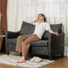 HOMCOM 55" Loveseat Sofa with Solid Wood Legs - Grey-Supports up to 529 lb (240 kg), providing a reliable seat for your family