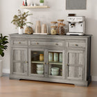 HOMCOM 55.1" L Sideboard Buffet Cabinet with Storage - Grey-Adjustable shelves in cabinets optimize space usage