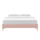 Modway Sutton Performance Velvet Twin Bed Frame - Pink-Wood Slat Support System