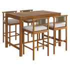 Modway Eleni 5-Piece Outdoor Teak Wood Bar Set - Natural Sail-Teak Wood Furniture Set