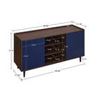 Manhattan Comfort Duane Mid-Century Modern TV Stand, Sideboard, Coffee Table and End Table - Dark Brown and Navy Blue - Set of 4-Home Assembly Required. All Hardware Included