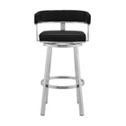 Armen Living - Lorin Tabouret de Bar Pivotant de 76 cm de Hauteur en Similicuir Noir et Acier Inoxydable Brossé-48,3 cm L x 54,6 cm l x 97,8 cm H