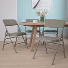 Flash Furniture HERCULES Series Curved Triple Braced & Double Hinged Grey Vinyl Metal Folding Chair-Grey Powder Coated Frame Finish