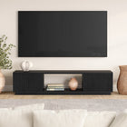Hudson&Canal Dorian TV Stand for TV's up to 78" - Black Grain-Constructed of sturdy MDF materials in a handcrafted alder white finish