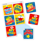 TREND enterprises It’s My Birthday Tear & Share Stickers - 1.88" x 1.94" - 30 Pack-Perforated sticker and liner gives kids a choice: peel it off and stick it now, or wait for later