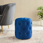 Modway Amour Tufted Button Round Performance Velvet Ottoman - Navy-Performance Velvet Polyester Upholstery