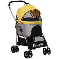 PawHut - Poussette pour animaux à 4 roues 3 en 1 pliable pour chien et chat-Peut être utilisé comme poussette pour chiot, sac de transport ou siège auto 