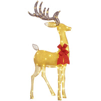 Outsunny Light Up Reindeer Christmas Decoration with 137 LED Lights - Gold-Outdoor reindeer standing welcomes Christmas 