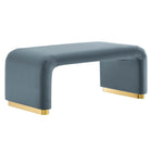 Modway Koda Performance Velvet Waterfall Ottoman - Brass/Cadet Blue-Performance Velvet Upholstery