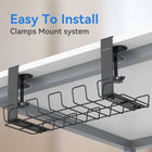 ShoppingAll Under Desk Cable Organizer Tray Wire Management Rack with 10 Cable Ties - Black - 2 Pack-ADJUSTABLE DESIGN: The tray's clamp opens to 3.5cm wide allowing it to fit securely onto a variety of desk styles and thicknesses without needing to measure first.