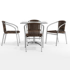 Flash Furniture – Table carrée de 31,5 po en aluminium avec 4 sièges en rotin, intérieur/extérieur (TLH32SQ020CHR4)-Garantie limitée de 2 ans