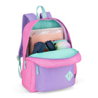 Roots Recycled Backpack  - 22.5L - Colour Block Logo - Pink Purple-Dimensions: 11.75" x 4.75" x 16" / 30 x 12 x 40.5 cm